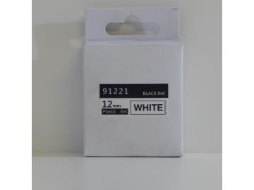 PREMIUM-Schriftband 12mm / 4m kompatibel für Dymo 91221 / S0721660 schwarz auf weiß Kunststoff