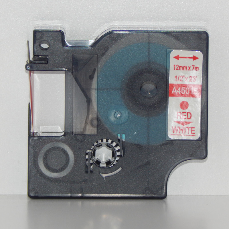 PREMIUM-Schriftband 12mm / 7m kompatibel für Dymo D1, 45015 / S0720550 rot auf weiß