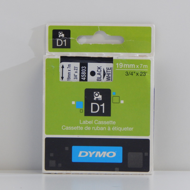 PREMIUM-Schriftband 19mm / 7m kompatibel für DYMO 45803 / S0720830, schwarz auf weiß