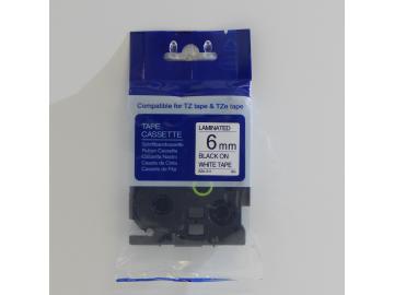 PREMIUM-Schriftband 6mm / 8m kompatibel für BROTHER TZe211 schwarz auf weiß