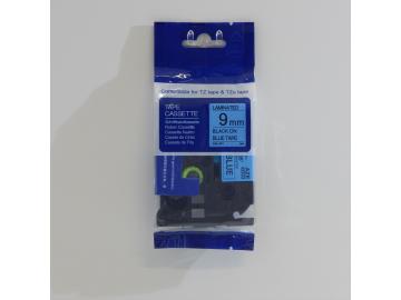 PREMIUM-Schriftband 9mm / 8m kompatibel für BROTHER TZe521 schwarz auf blau