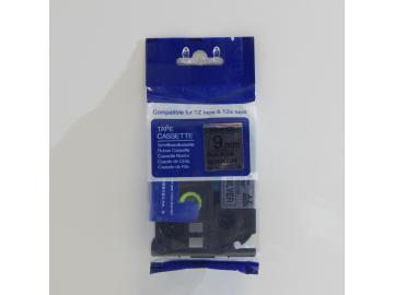 PREMIUM-Schriftband 9mm / 8m kompatibel für BROTHER TZe921 schwarz auf silber